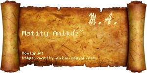 Matity Anikó névjegykártya